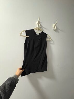 Derek Lam Black Sleeveless Asymmetric Neck Tank